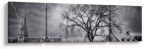 Obraz czarno - białej wioski (170x50 cm)