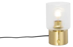 Lampa stołowa Art Deco złota ze szkłem - Laura Oswietlenie wewnetrzne