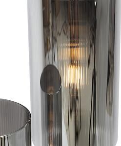 Lampa stołowa Art Deco czarna z przydymionym szkłem 2-punktowa - Laura Oswietlenie wewnetrzne