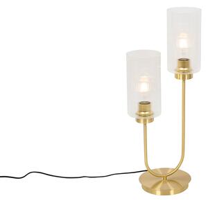 Lampa stołowa Art Deco złota ze szkłem 2-punktowa - Laura Oswietlenie wewnetrzne