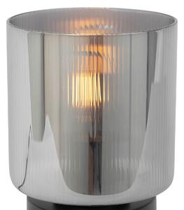 Lampa stołowa Art Deco czarna z dymionym szkłem - Laura Oswietlenie wewnetrzne