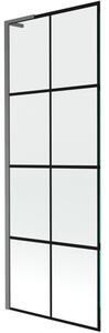 Mexen Next L parawan nawannowy 1-skrzydłowy 70 x 150 cm, czarna kratka, gun gray szczotkowany - 895-070-000-03-77-66
