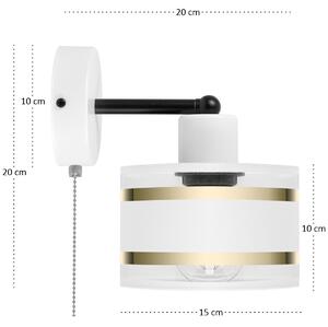 Biały kinkiet LED z włącznikiem z białym abażurem SHWD-TI-1010WE-WE je