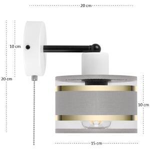 Biały kinkiet LED z włącznikiem z szarym abażurem SHWD-TI-1010WE-GR je