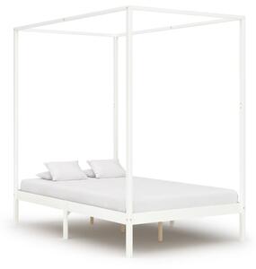 Rama łóżka z baldachimem, 4 szuflady, biała, sosna, 140x200 cm