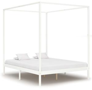 Rama łóżka z baldachimem, 2 szuflady, biała, sosna, 180x200 cm