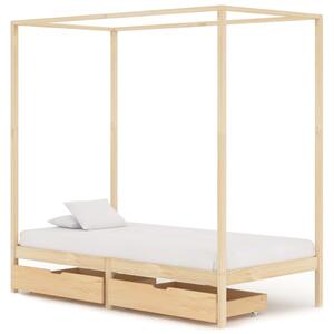 Rama łóżka z baldachimem i 2 szufladami, sosna, 100x200 cm