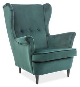 Fotel uszak LORD VELVET zielony