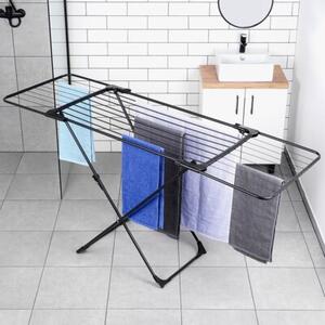 Suszarka na pranie metalowa czarna rozsuwana XXL 108-182 cm