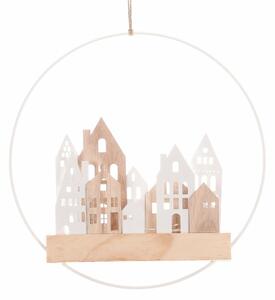 Zawieszka LED Domečky v kruhu (domki w kręgu)biała, średnica 28 cm