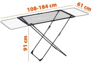 Suszarka na pranie metalowa czarna rozsuwana XXL 108-182 cm