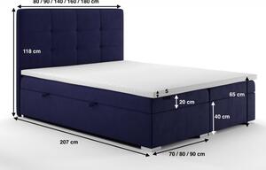 Łóżko kontynentalne z pikowanym wezgłowiem LONIA 90/120/140/160/180 x 200 cm