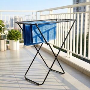 Suszarka na pranie metalowa czarna składana 93x43x88 cm