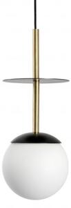 Lampa wisząca Plaat Brass - szklana kula z czarnym dyskiem