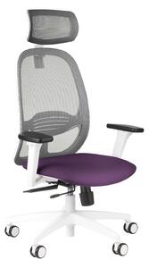 Limited Edition - Krzesło biurowe Nodi WS HD Grafit z fioletowym siedziskiem - biały stelaż, siatkowe oparcie, idealne dla dzieci, czy do domowego biura