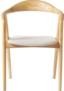 Krzesło z podłokietnikami z drewna z tapicerowanym siedziskiem Angelina