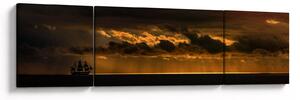 Obraz żaglówki o zachodzie słońca (170x50 cm)