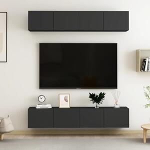 Szafki telewizyjne, 4 szt., czarne, 80x30x30 cm, płyta wiórowa