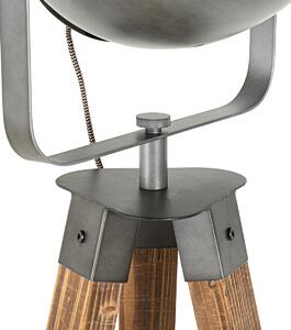 Przemysłowa lampa podłogowa na statywie stalowym z odchylanym drewnem - Emado Oswietlenie wewnetrzne