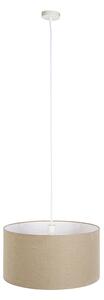 Wiejska lampa wisząca biała z jasnobrązowym kloszem 50cm - Combi Oswietlenie wewnetrzne