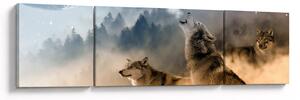 Obraz - wilki wyjące do księżyca (170x50 cm)
