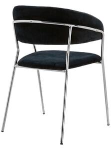 Krzesło Margo Silver Czarne - Welur, Podstawa Chromowana