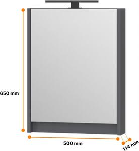 OMEBLE Szafa szafka azienkowa wiszca z lustrem 50 cm antracyt mat. LED