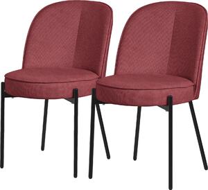 ML-Design krzesa do jadalni zestaw 2 czerwonych krzese kuchennych z poliestru z metalowymi nogami krzeso do salonu z oparciem tapicerowane krzesa do jadalni kuchni