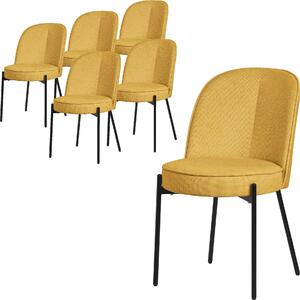ML-Design zestaw 6 krzese do jadalni musztardowe krzesa kuchenne wykonane z poliestru z metalowymi nogami krzeso do salonu z oparciem tapicerowane krzesa do jadalni kuchni