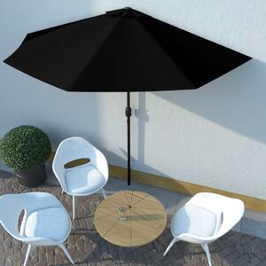 Półparasol balkonowy, aluminiowy słupek, czarny, 300x150x253 cm