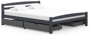 Rama łóżka z 4 szufladami, ciemnoszara, sosnowa, 160 x 200 cm