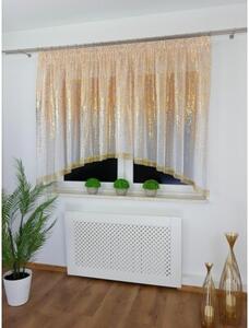 Firana gotowa woalowa 400x150 cm - zÅoty deszczyk, cyrkonie, Åuk, taÅma marszczÄ ca, biaÅa