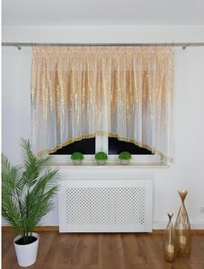 Firana gotowa woalowa 400x150 cm - zÅoty deszczyk, cyrkonie, Åuk, taÅma marszczÄ ca, biaÅa