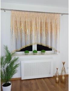 Firana gotowa woalowa 400x150 cm - zÅoty deszczyk, cyrkonie, Åuk, taÅma marszczÄ ca, biaÅa