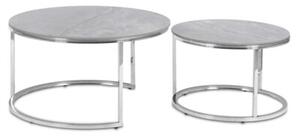 Zestaw StolikÃ³w Kawowych MILANO 60 cm/80 cm Szary Marmur/Srebrny Glamour