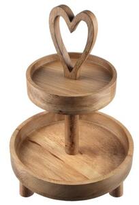 Patera drewniana 2-poziomowa MANGO 42 cm