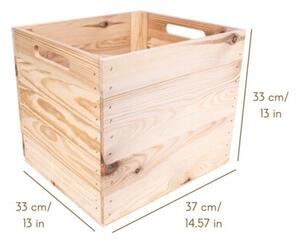 Drewniana Skrzynia do Półek Kallax | CREATIVE DECO | Organizer z Uchwytami 33x37x33cm | Naturalny