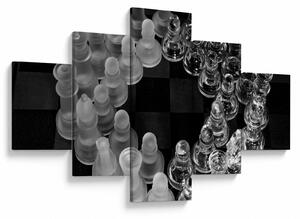 Obraz - czarno - białe szachy (125x70 cm)