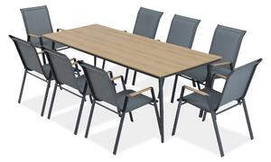 Zestaw mebli jadalnianych do ogrodu NOVA DINING 8+1 Dark Grey - Bjørkka