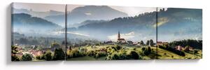 Obraz - wieś we mgle (170x50 cm)
