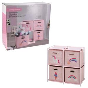 Regał z 4 szufladami STORAGE SOLUTIONS Jednorożec 68 x 35 x 70 cm Różowy