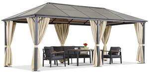 Altana ogrodowa Milos 3x6m z moskitierą i kremowymi zasłonami Garden Point