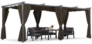 Brązowa pergola tarasowa La Palma 3x6m z zasłonami Garden Point