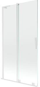 Mexen Velar L parawan nawannowy 2-skrzydłowy rozsuwany 100 x 150 cm, transparent, biały - 896-100-003-01-20