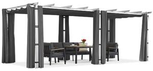 Pergola tarasowa Barbados 3x6 m z zasłonami Garden Point biało-antracytowa