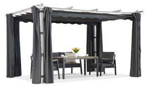 Pergola tarasowa Barbados 3x4 m z zasłonami Garden Point biało-antracytowa