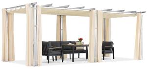 Pergola tarasowa Barbados 3x6 m z zasłonami Garden Point biało-beżowa