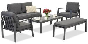 Zestaw aluminiowy Zakintos Coffee 4 z ławką antracyt Garden Point