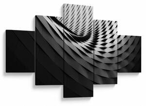 Abstrakcyjny obraz - czarno - biała spirala (125x70 cm)