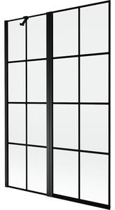 Mexen Mist parawan nawannowy 2-skrzydłowy lewy 120 x 150 cm, czarna kratka, czarny - 8A9-120-011-70-77-L
